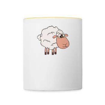 Man Kann Nie Zu Viele Schafe Haben - Tasse zweifarbig - Weiß/Gelb - Vorne