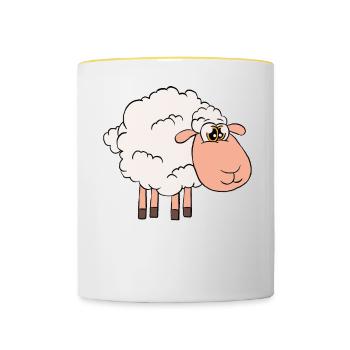 Yes, I Am Talking About Sheep - Contrasting Mug - white/yellow - Front