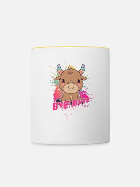 Endlich Schulkind, Einschulung - Tasse zweifarbig - Weiß/Gelb