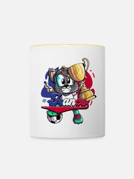 Frankreich Fußball - Tasse zweifarbig - Weiß/Gelb