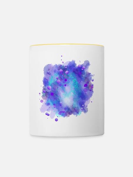 Azurblaue Energie Kugel - Tasse zweifarbig - Weiß/Gelb