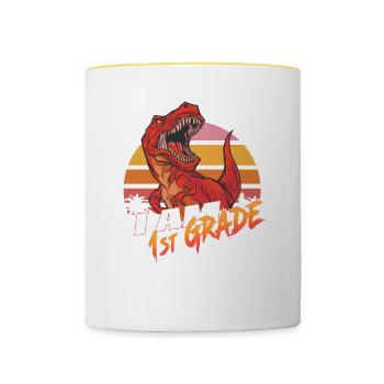 Finally 1st Grade, First Grader - Contrasting Mug - white/yellow - Front
