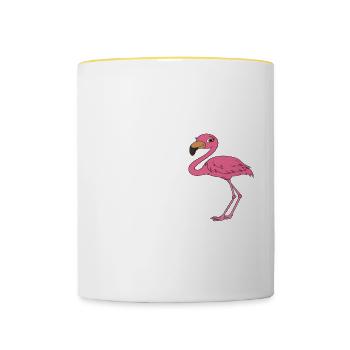 Drôles de graphismes flamants roses - Mug contrasté - blanc/jaune - Devant