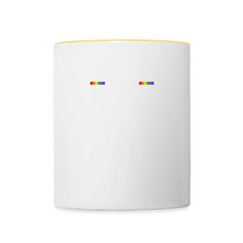 I'm Proud Of You Free Dad Hugs LGBT Pride - Contrasting Mug - white/yellow - Front