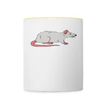 Je ne suis pas célibataire, j’ai un rat - Mug contrasté - blanc/jaune - Devant