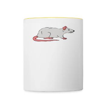 Ich Bin Das Verrückte Mädchen, Das Ratten Liebt - Tasse zweifarbig - Weiß/Gelb - Vorne