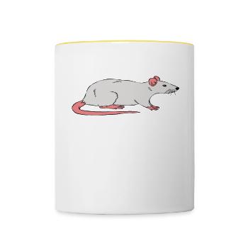 Désolé, j’ai des projets avec mon rat - Mug contrasté - blanc/jaune - Devant