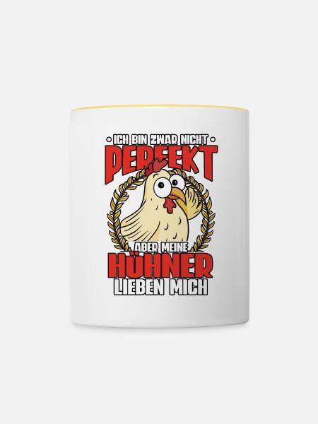 Huhn Hühner - Tasse zweifarbig - Weiß/Gelb