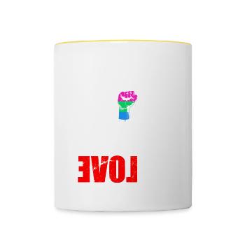 LGBT Rainbow Gay Pride Homo Lesbian Gay - Contrasting Mug - white/yellow - Front