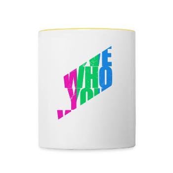 LGBT Rainbow Gay Pride Homo Lesbian Gay - Contrasting Mug - white/yellow - Front