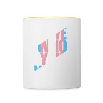 LGBT Rainbow Gay Pride Homo Lesbian Gay - Contrasting Mug - white/yellow - Front