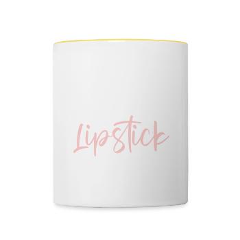 Ask Me About My Lipstick Makeup Artist - Tasse zweifarbig - Weiß/Gelb - Vorne