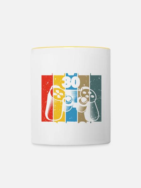 Level 30 Erreicht Gamer - Tasse zweifarbig - Weiß/Gelb