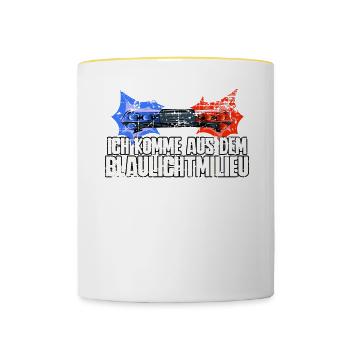 Polizist Polizei - Tasse zweifarbig - Weiß/Gelb - Vorne