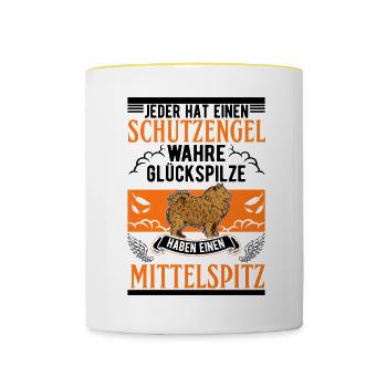 Mittelspitz Schutzengel - Tasse zweifarbig - Weiß/Gelb - Vorne