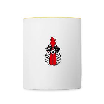 Ohne Bruderhähne keine Eier Huhn Hühnerbesitzer - Tasse zweifarbig - Weiß/Gelb - Vorne