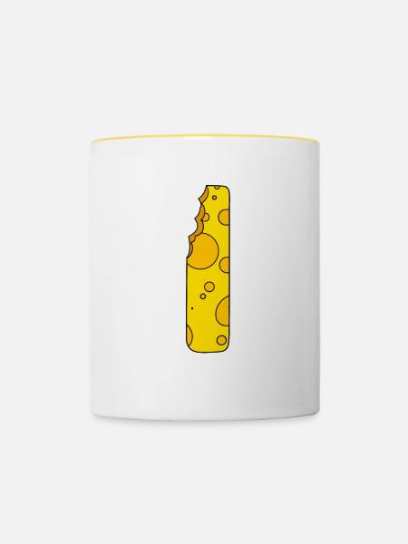 Buchstabe I - Tasse zweifarbig - Weiß/Gelb