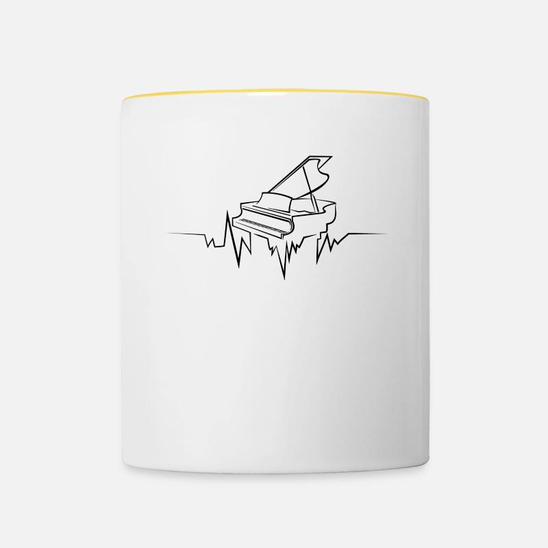 Piano Heartbeat design Cool Gift for Pianist - Contrasting Mug - white/yellow