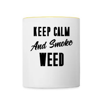 Keep Calm and Smoke Weed - Contrasting Mug - white/yellow - Front