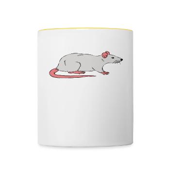 Ich Mag Ratten Und Vielleicht 3 Menschen - Tasse zweifarbig - Weiß/Gelb - Vorne