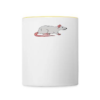 Sorry, Ich Höre Nicht Zu, Ich Denke An Ratten - Tasse zweifarbig - Weiß/Gelb - Vorne
