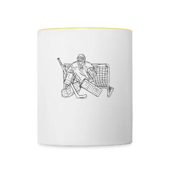 Keep Trying I Can Do This All Day Hockey Player - Tasse zweifarbig - Weiß/Gelb - Vorne