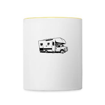 La vie bascule lorsque votre maison roule Road Trip Voyage A - Mug contrasté - blanc/jaune - Devant