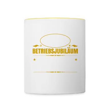 40 Jahre Betriebsjubiläum Müsst Mich Raustragen - Tasse zweifarbig - Weiß/Gelb - Vorne