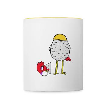 Huhn Baustelle Schutzhelm Ariss Unternehmer Job - Tasse zweifarbig - Weiß/Gelb - Vorne