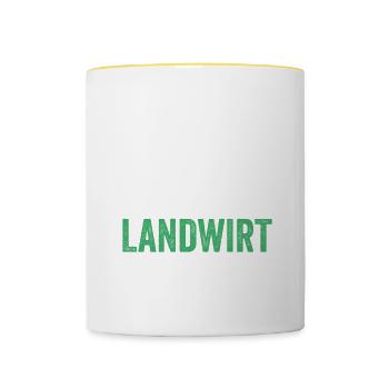 Landwirtschaft Landwirt Traktor Trecker Farm Bauer - Tasse zweifarbig - Weiß/Gelb - Vorne