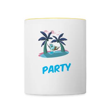 Équipe de fête Golden Sands - Mug contrasté - blanc/jaune - Devant
