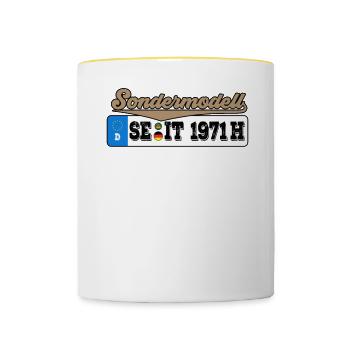 1971 Kennzeichen Geburtstag - Tasse zweifarbig - Weiß/Gelb - Vorne