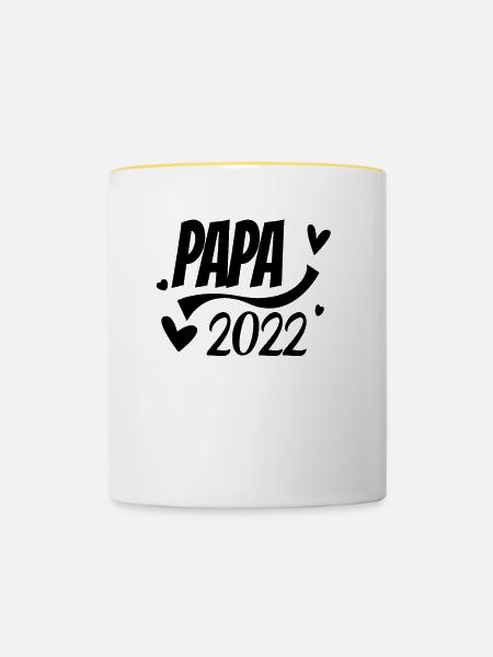 Papa 2022 - Vater 2022 - Tasse zweifarbig - Weiß/Gelb