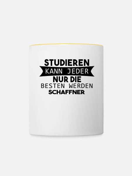 Schaffner Geschenk - Tasse zweifarbig - Weiß/Gelb