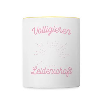 Voltigieren Voltigiererin Pferdesport Geschenk - Tasse zweifarbig - Weiß/Gelb - Vorne