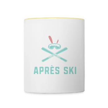 Skifahren Skifahren Après Ski ist öfter Skifahrer - Tasse zweifarbig - Weiß/Gelb - Vorne