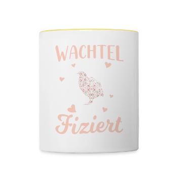 Legewachtel Wachtel Fiziert Wachtelflüsterin - Tasse zweifarbig - Weiß/Gelb - Vorne