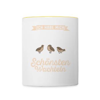 Legewachtel Ich habe die schönsten Wachtel - Tasse zweifarbig - Weiß/Gelb - Vorne