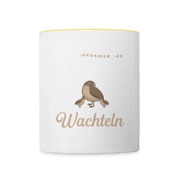 Legewachtel Du bist nicht du ohne Wachteln - Tasse zweifarbig - Weiß/Gelb - Vorne