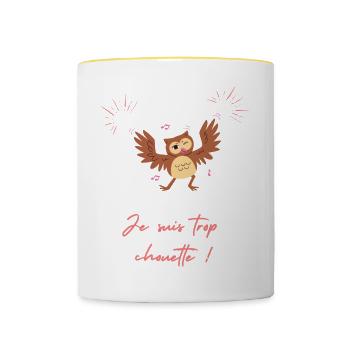JE SUIS TROP CHOUETTE - Mug contrasté - blanc/jaune - Devant