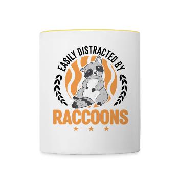 Facilement distrait par Raccoons Raccoons Raccoons Raccoon - Mug contrasté - blanc/jaune - Devant