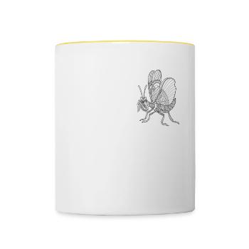 Gottesanbeterin I Fangschrecke Mantis Insekt Motiv - Tasse zweifarbig - Weiß/Gelb - Vorne