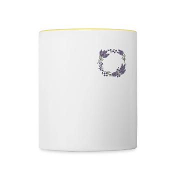 Lavender I Team Bride Flower Wreath Wedding Boho - Contrasting Mug - white/yellow - Front