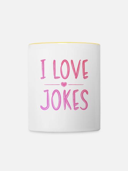 Ich liebe Witze - Tasse zweifarbig - Weiß/Gelb