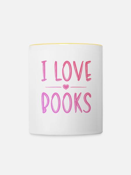 Ich liebe Bücher - Tasse zweifarbig - Weiß/Gelb