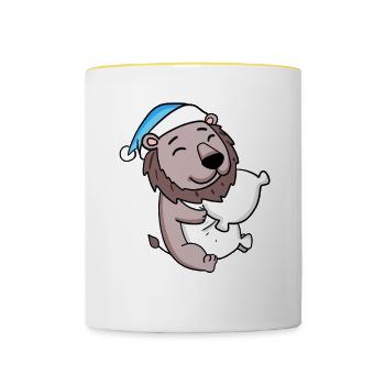 Bébé Lion - Mug contrasté - blanc/jaune - Devant