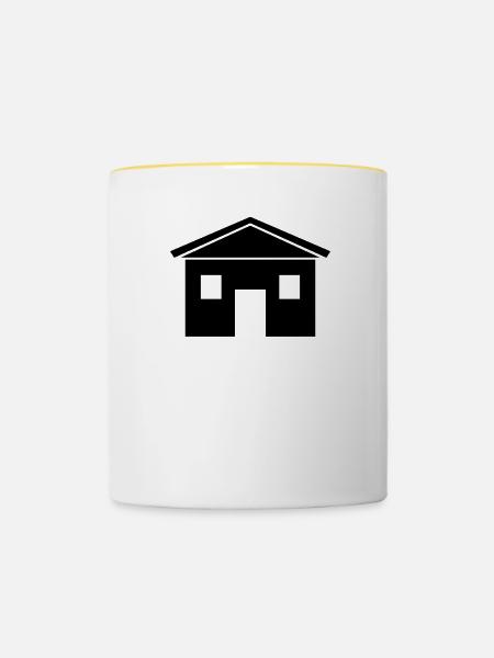 Haus - Tasse zweifarbig - Weiß/Gelb