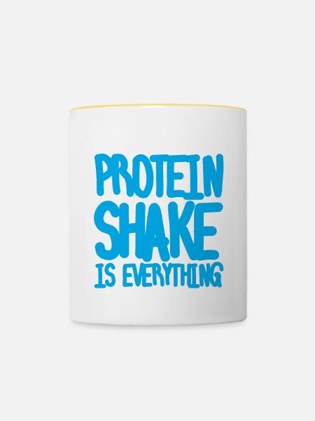 Protein Shake Is Everything - Tasse zweifarbig - Weiß/Gelb