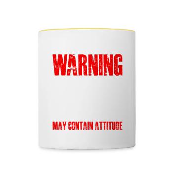 Warning Official Teenager, May Contain Attitude - Contrasting Mug - white/yellow - Front