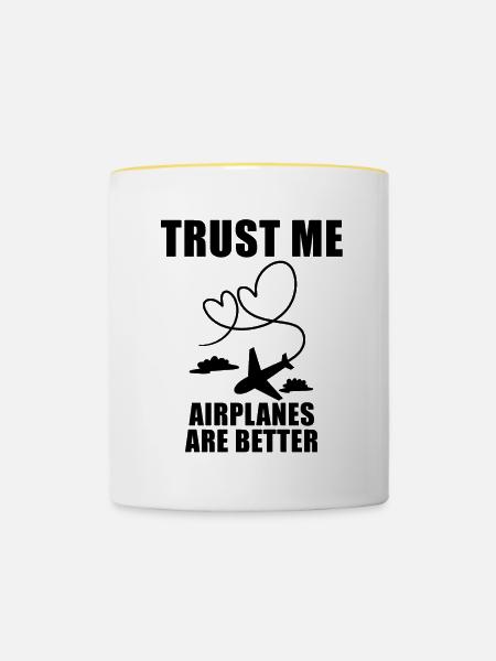 Flugzeuge Flugzeug Pilot Geschenk - Tasse zweifarbig - Weiß/Gelb